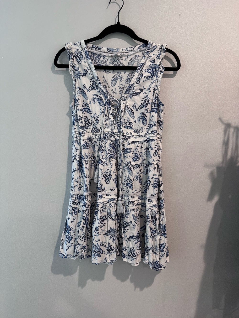 Lucky Blue & White Paisley Tie-Front Sundress